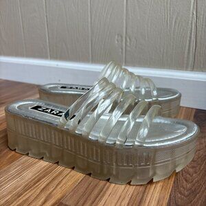 Zara Clear Chunky Platform Slides Shoes 90s Y2K Spring Summer